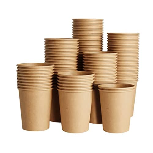 SIUQ 400 Pack 8 oz Kraft Paper Cups, Unbleached Disposable Paper Coffee Cups, Thickened Hot/Cold Beverage Drinking Cup for Party, Home, Cafes, Bistros, Businesses (Brown) - Image 1