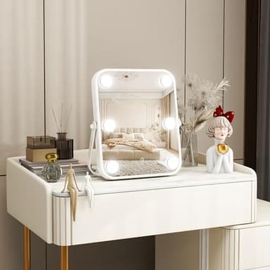 ROLOVE 10x12 Inch Hollywood Vanity Mirror with Dimmable LED Lighting, Smart Touch Control & U-Shaped Bracket - Portable Tabletop Makeup Mirror for Travel, Home - Image 2