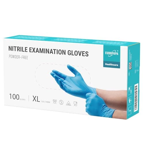 EUROPAPA Nitrile Examination Gloves, Blue, XL, Pack of 100 - Image 1