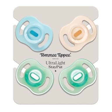 Tommee Tippee Stay Put Pacifier Set, Contains 2 Ultra-Light StayPut Glow in The Dark Pacifiers and 2 Ultra-Light StayPut Pacifiers, 0-6 Months, Colors May Vary, One-Piece Silicone Design, Pack of 4 - Image 8