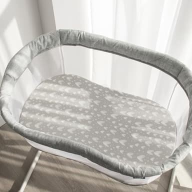 Bassinet Sheets Fit for Oval, Hourglass, Rectangle Bassinet Mattress, 2 Pack 100% Cotton Sheets for Halo, 4moms, Maxi-COSI, Delta, Baby Delight Bassinest, Unisex Fitted Sheet for Baby Boy Girl - Image 3