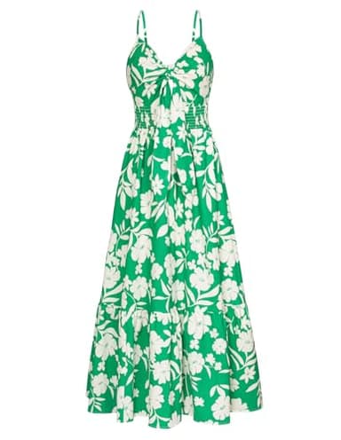 GRACE KARIN Women's 2025 Summer Floral Print Flowy A Line Dresses Sleeveless Smocked Casual Maxi Dress with Pockets - Image 1