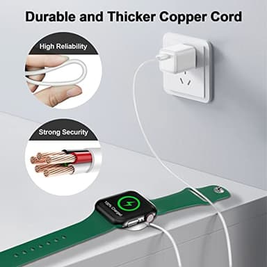 𝟐𝟎𝟐𝟓 𝐔𝐩𝐠𝐫𝐚𝐝𝐞𝐝 for Apple Watch Charger Magnetic Fast Charging Cable [Portable] Magnetic Wireless Charging Compatible with iWatch Series Ultra/10/9/8/7/6/SE/5/4/3/2-[3.3FT] White - Image 4