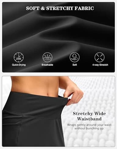 G Gradual Women's Golf Skirts Skort 4 Side Pockets High Waisted Stretchy Tennis Skirt with Short Athletic Casual (Black, L) - Image 5