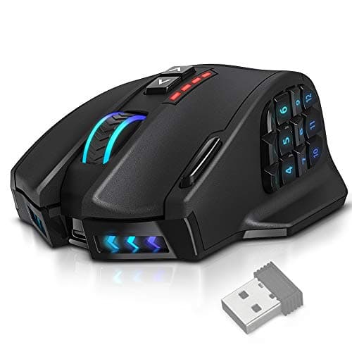 UtechSmart Venus Pro RGB Wireless MMO Gaming Mouse, 16,000 DPI Optical Sensor, 2.4 GHz Transmission Technology, Ergonomic Design, 16M Chroma RGB Lighting, 16 programmable Buttons, Up to 70 Hours - Image 1