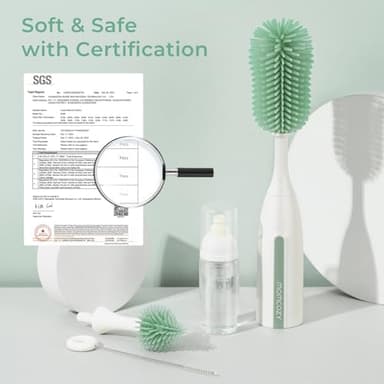 Momcozy Bottle Brush Kit Pro, Innovative Push-Press Design for Deep Cleaning - Bottle Cleaner Brush for Bottle/Breast Pumps/Nipple - Clog-Free Brush & Foam-Generating Design for Better Cleaning, Green - Image 6