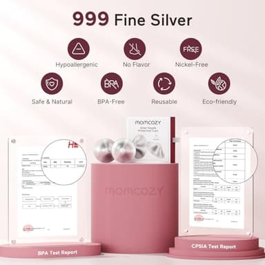 Momcozy 999 Silver Nursing Cups, Hole-Free Design, 999 Silver Nipple Shields, Breastfeeding Essentials, Silver Nipple Shields for Breastfeeding Newborns, Metal Nipple Shields, Regular Size - Image 6