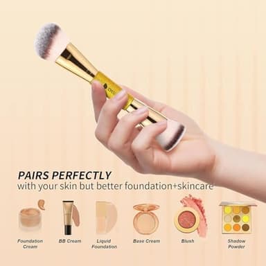 DUcare Foundation Brush Contour Bronzer Makeup Brush Double Ended Self Tanner Brush Sculpting Brush for Blending Liquid Powder Concealer Cream Cosmetics Blush Buffe - Image 6
