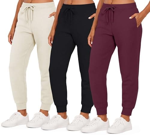 Real Essentials 3 Pack: Women's Ultra-Soft & Warm Fleece Joggers Sweatpants with Pocket (Available in Plus Size) - Image 1
