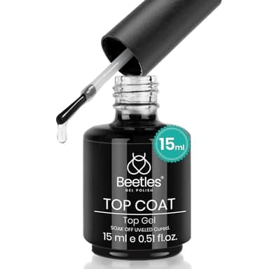 beetles Gel Polish No Wipe Gel Top Coat - Clear Color Top Coat Gel Nail Polish Shine Finish and Long Lasting, Soak Off Nail Lamp, 15ml Fall Gifts for Girls - Image 1