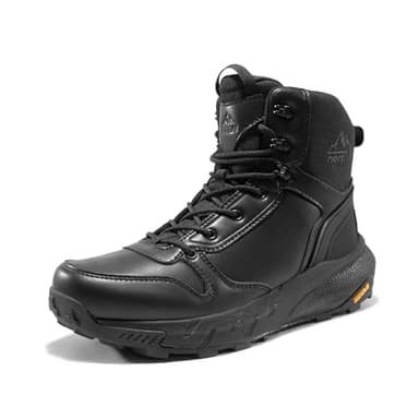 NORTIV 8 Men's Military Tactical Boot Lightweight Comfortable Boots for Work All Day Side Zipper Motorcycle Combat Hiking Boots Metrostrike(8-9 Inches),Size 7.5,Black Leather - Image 8