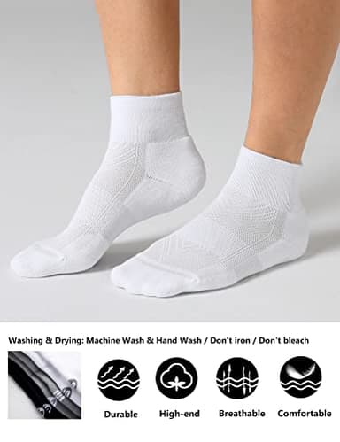 CelerSport 6 Pack Women's Ankle Socks with Cushion, Sport Athletic Running Socks, 6 Pair White, Small - Image 3