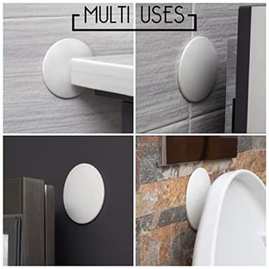 Door Stoppers - Large 3.15" (4 PCS) - Door Stoppers for Wall with Strong Back Adhesive - Quiet and Shock Absorbent Silicone Wall Protectors from Door Knobs - Protects Every Surface - White - Image 8