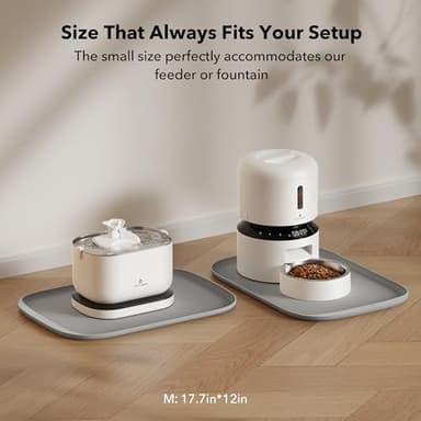 PETLIBRO Dog Food Mat, Safety Silicone Cat Food Mat for Feeder & Fountain, Waterproof Dog Bowl Mat, Raised Edge Spill Protection Floor, Cove Feeding Mat for AF005, AF103 Single Tray, 17.7"x12" - Image 5