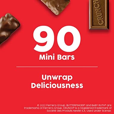 Butterfinger, CRUNCH and Baby Ruth Minis, Assorted Candy Bars, Great for Sharing, Bulk 90 Count Variety Pack, 32.4 oz - Image 5