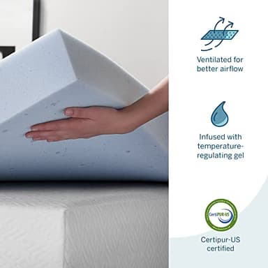LUCID - LU40FF30GT 4 Inch Gel Memory Foam Mattress Topper-Ventilated Design-Ultra Plush-Full - Image 2