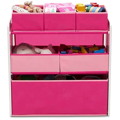 Delta Children Design and Store 6 Bin Toy Organizer, White/Pink - Image 9