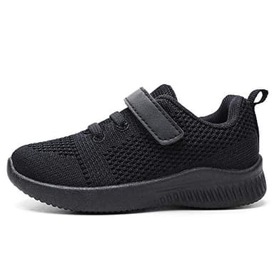 nerteo Toddler Sneakers Boys Girls Kids Running School Uniform Shoes | Breathable, Lightweight. Machin Washable All Black 13 M US Little Kid - Image 7