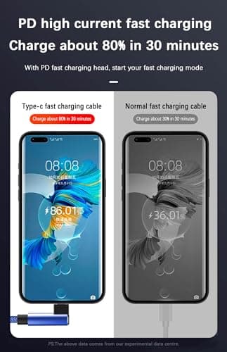 10FT 60W USB-C to USB-C Right Angle Long Charging Cable, Type-C Fast Charge Blue Long Nylon Braided Cord for Apple-iPhone 15,Sam-Sung Galaxy S24/S23,iPad Air,Google Pixel 9,One-Plus 11,PS5 Controller - Image 7