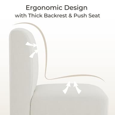 CHITA Dining Chairs with Casters Set of 2, FSC Certified Upholstered Armless Modern Rolling Dining Chairs with Rollers for Bedroom Reading Room Living Room, Linen - Image 3