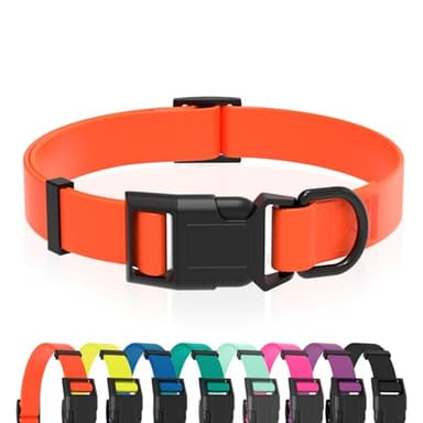 Kidding Pets Waterproof Dog Collar, Easy to Clean Rubber Dog Collars with Quick Release Buckle Fits Small Medium or Large Dogs (Orange, L < 15.4-24.8 inch) - Image 1