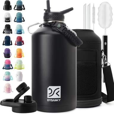 DYSANKY 1 Gallon Water Bottle Insulated | Thickened Stainless Steel Vacuum Metal Water Jug | Portable Sports Large for Gym and Hiking with Straw, Carrier Bag, Handle Strap | BPA-Free 128 oz - Image 1