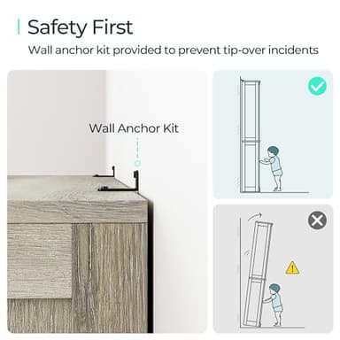 LINSY HOME 5-Shelf Bookcase, Narrow Bookshelves Floor Standing Display Storage Shelves 68 in Tall Bookcase Home Decor Furniture for Home Office, Living Room, Bed Room - Light Brown - Image 7