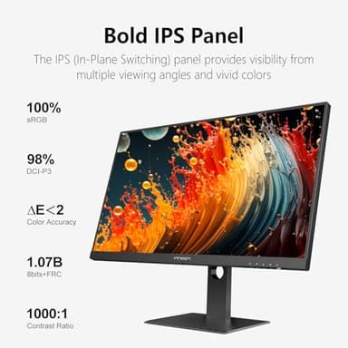 INNOCN 27 Inch 4K Monitor Computer UHD 3840 x 2160 LCD IPS Display, HDR400, USB C 65W, DP, HDMI, PC Monitor for Mac Laptop, 1.07B+ Colors, Built-in Speakers, Pivot/Height Adjustable Stand, Black - Image 3
