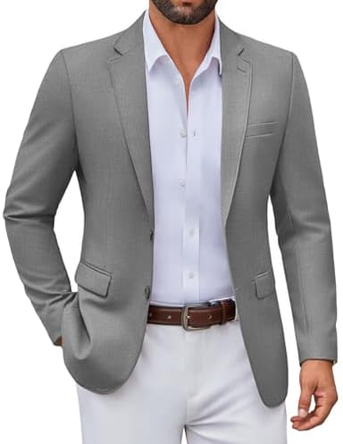 COOFANDY Casual Blazer for Men Regular Fit Sport Coats Lightweight Notch Lapel Suit Jacket Stretch Blazers Dark Grey - Image 1