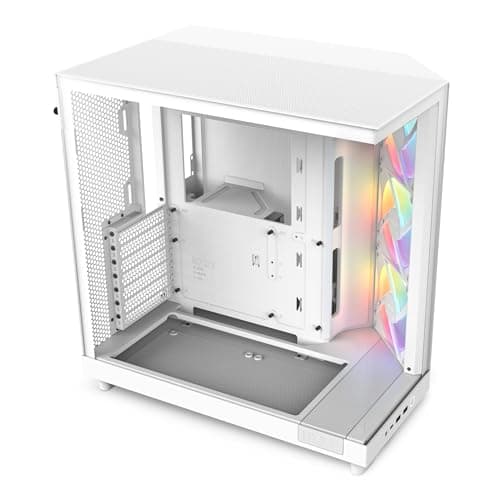 NZXT H6 Flow RGB Mid-Tower Airflow Case with 3 RGB Fans, Panoramic Glass Panels, and Cable Management - White - Image 1