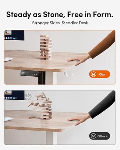 FEZIBO Standing Desk, 48 × 24 Inches Electric Height Adjustable, Sit and Stand Up, Computer Office Desk with Splice Board, White Frame/Maple TOP - Image 7