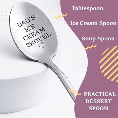 Father's Day Gifts from Daughter, Dad's Ice Cream Shovel, Stainless Steel Ice Cream Spoon Gift for Dad Birthday Gift, Christmas Thanksgiving Gifts for Dad, Stocking Stuffers for Dad - Image 5