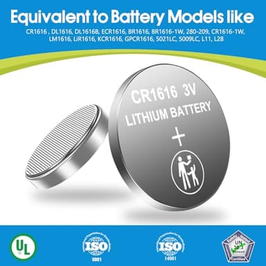 CR1616 Battery, 6 Count Pack CR 1616 3V Lithium Battery for Car Remote, 1616 Batteries for Watch, Car Key Fob, Remote Control - Image 5