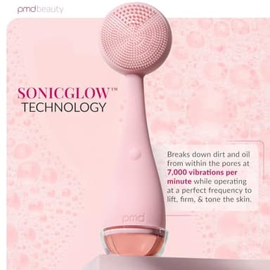 PMD Beauty: Electric Facial Cleansing Brush - Smart Facial Device with Silicone Brush & Anti-Aging Massager, Blush - Image 2