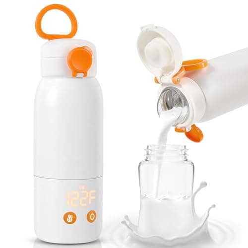Portable Bottle Warmer for Travel, 12oz Large Capacity Fast Heating Breast Milk, Water & Formula On The Go Baby Bottle Warmer Accurate Temp Control with 4 Levels Long Battery Life for Car & Airplane - Image 1