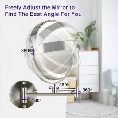 GREENFROM Magnifying Mirror with Lights 1x/15x: 8.5" Double Sided Wall Mounted Lighted Makeup Mirror for Bathroom, Brushed Nickel - Image 6