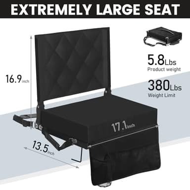 Sheenive Stadium Seats for Bleachers with Back Support, Bleacher Seats with Backs and Cushion Wide, Padded Portable Folding Comfort Stadium Chair with Shoulder Strap, Perfect for Sports Events - Image 2