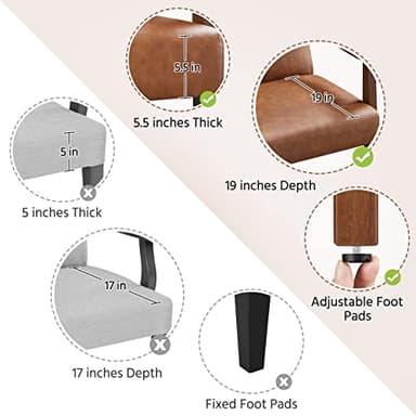 Yaheetech PU Leather Accent Chair, Mid-Century Modern Armchair with Solid Wood Legs, Reading Leisure Chair with High Back for Living Room Bedroom Waiting Room, Brown - Image 6