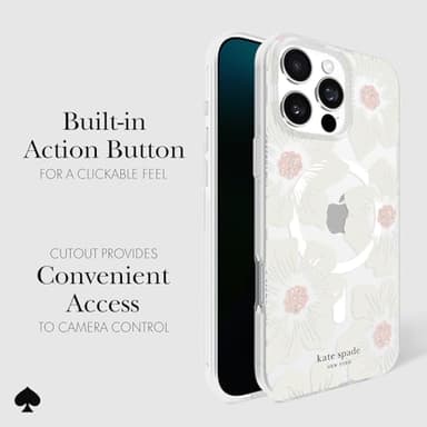 kate spade new york iPhone 16 Pro Max Case - Compatible with MagSafe - Designer Phone Case - Hollyhock Cream Floral - Image 4