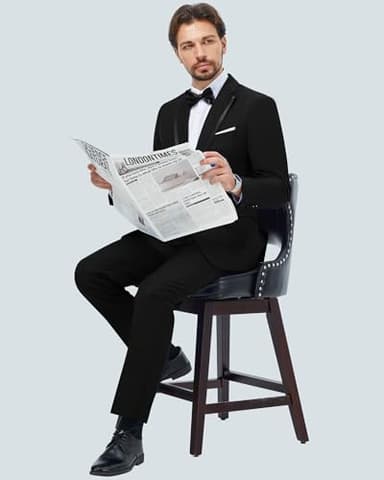 MAGE MALE Men's 2 Piece Suit Notched Lapel One Button Slim Fit Formal Wedding Prom Tuxedo Suits Blazer Pants with Bow Tie Set - Image 6