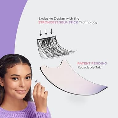 KISS imPRESS Falsies Easy Tab Press On Self Adhesive Eyelashes, Black, 'Classy Natural', 1 Pair of 6mm-7mm Inner Natural Volume Eyelash Clusters & 1 Pair of 6mm-10mm Outer Half-Lashes with Easy Tabs - Image 4