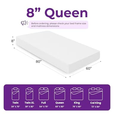 GAESTE 8 Inch Queen Cooling Gel Memory Foam Mattress for Cool Sleep Medium Firm CertiPUR-US Certified Foam, Mattress in a Box Pressure Relief Removable Cover No Fiberglass (Queen, 8 in) - Image 2