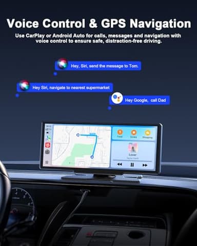 Avylet 8.1'' Wireless Apple Carplay Screen for Car, Android Auto with Backup Camera, Portable Car Stereo Touchscreen with OTA/GPS Navigation/Mirror Link/Voice Control/Bluetooth/AUX/FM/WiFi - Image 3