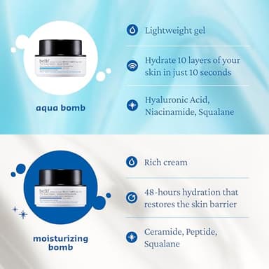 belif Aqua Bomb – Daily Niacinamide Hydrating Moisturizer, Lightweight Plumping Facial Cream with Hyaluronic Acid & Squalane, Cooling Effect, Anti-Aging Korean Skincare, 0.84 fl oz (25ml) - Image 5