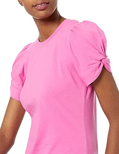Amazon Essentials Women's Regular-Fit Twist Sleeve Crewneck T-Shirt, Bright Pink, Small - Image 3
