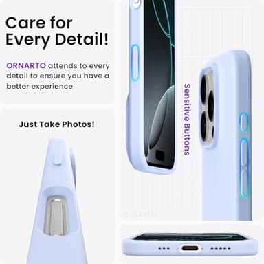 ORNARTO Compatible with iPhone 16 Pro Case 6.3", Slim Liquid Silicone 3 Layers Soft Gel Rubber Shockproof Protective Case with Anti-Scratch Microfiber Lining-Baby Blue - Image 5