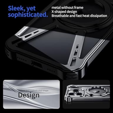 YOOVEI X Case for iPhone 14 Pro Case 6.1",with Kickstand 360°Rotatable Magnetic Ring Stand,[Compatible with MagSafe] Shockproof Aluminum Metal Phone Case Slim & Light Phone case,Gray - Image 6