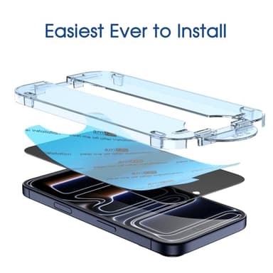 amFilm OneTouch Privacy Screen Protector for iPhone 17 Pro Max + Camera Lens Protector | Auto-Alignment install | Bubble Free | 9H Tempered Glass | Shatterproof | Anti Privacy | Case Friendly 2+4 Pack - Image 4