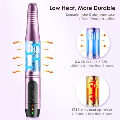 COSLUS Cordless Nail Drill Electric File: Professional for Acrylic Gel Dip Powder Nails Portable Nail Drill Machine Kit for Manicure Pedicure Nail Set with Everything Rechargeable Lightweight - Image 8