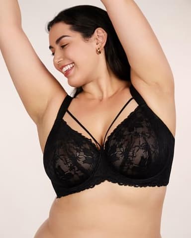 HSIA Minimizer Bras for Women Full Coverage, Unlined Lace Sexy Plus Size Underwire Bra for Large Breasts Black - Image 3